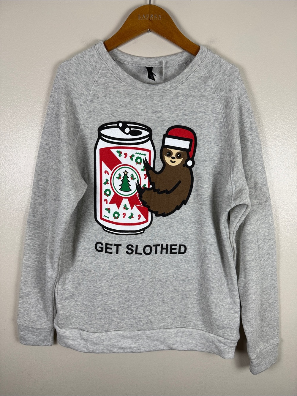 Gray 'Get Slothed' Sloth Graphic Sweatshirt. Medium. NEW